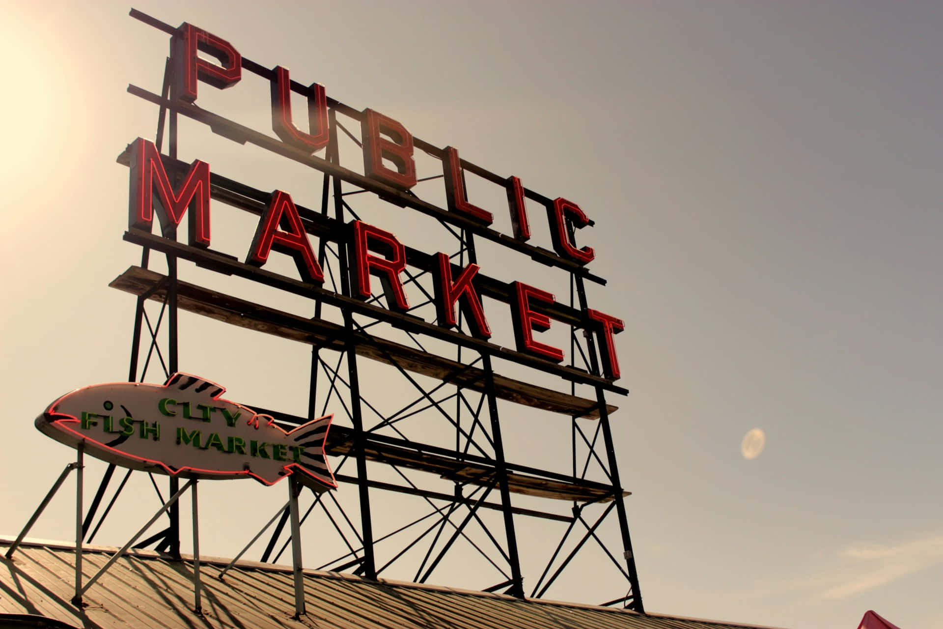 Panneau Vintage De Marché Public Fond d'écran