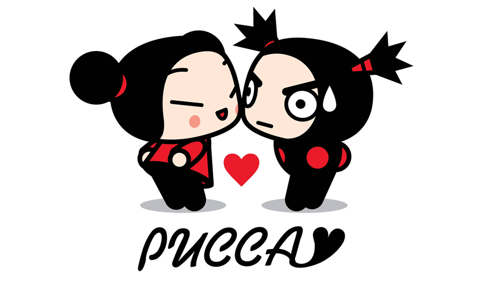Pucca And Garu Cheeks Together Background