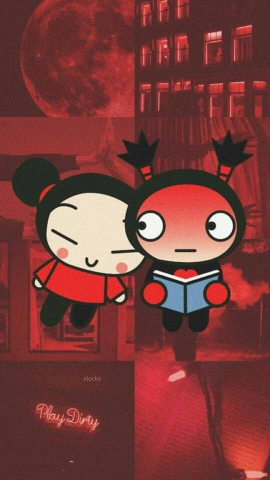 Pucca Leaning On Garu Aesthetic