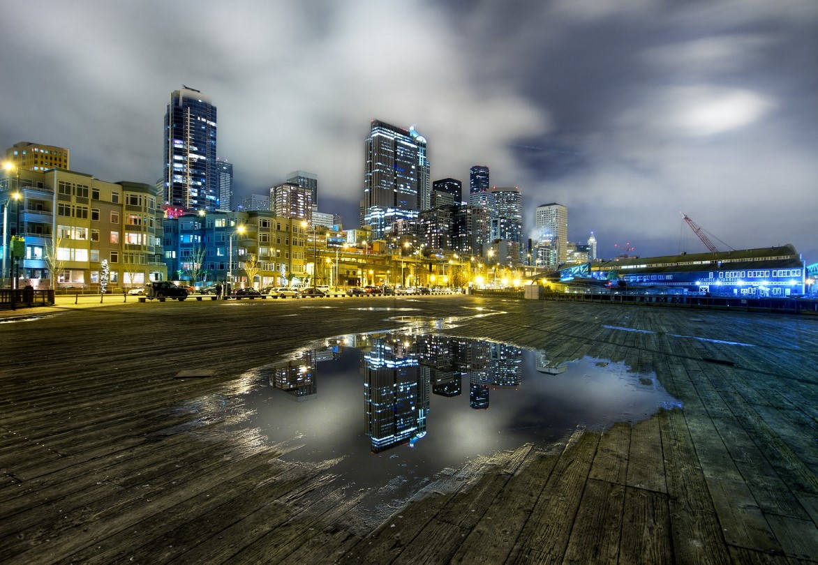 Puddle After Seattle Rain Wallpaper