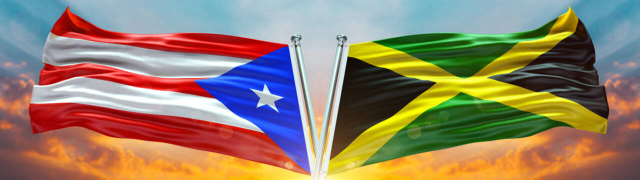 Puerto Rican Flag Beside Jamaican Flag Wallpaper