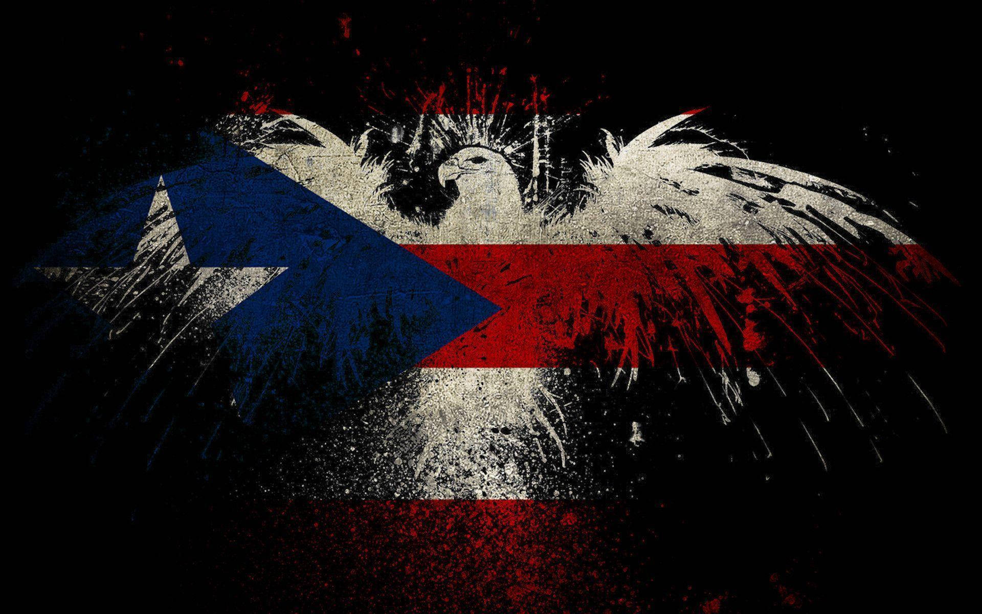 Puerto Rican Flag On Eagle Outline Wallpaper