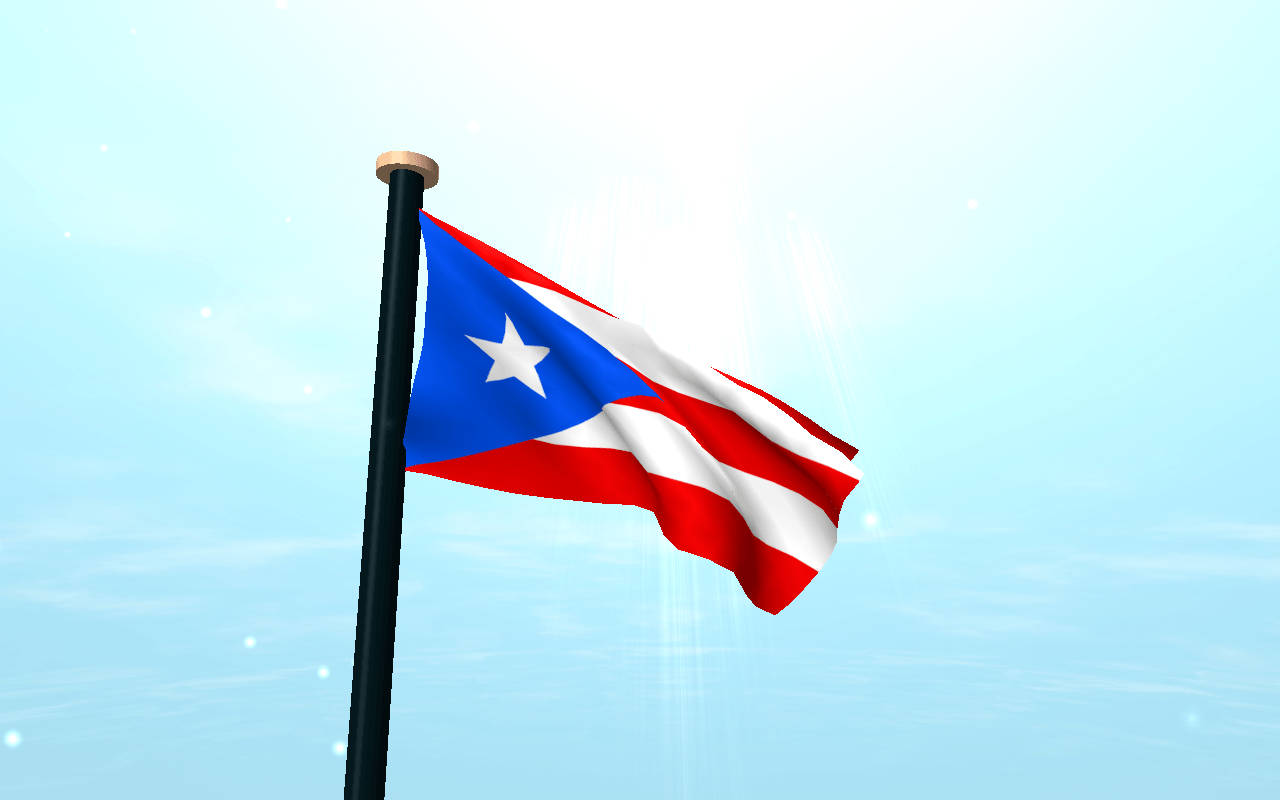 Puerto Rican Flag Waving Proudly on Pole Wallpaper