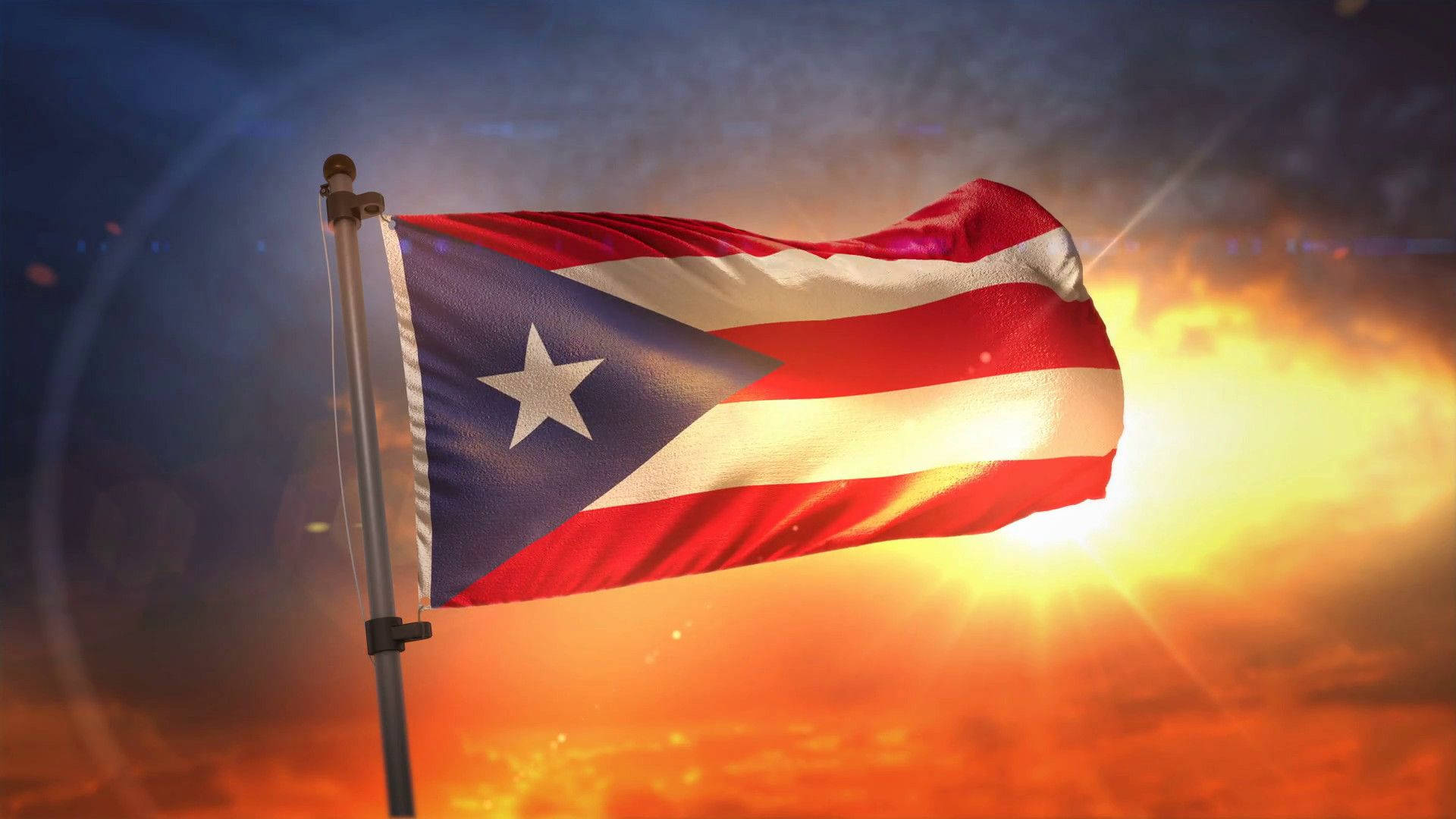 Puerto Rican Flag Waving High Wallpaper