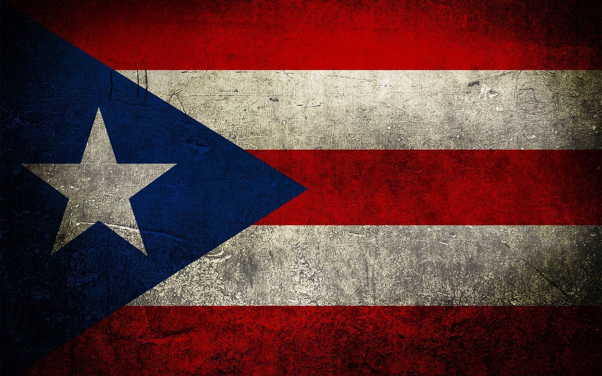 Puertoricanische Flagge Mit Flecken Wallpaper