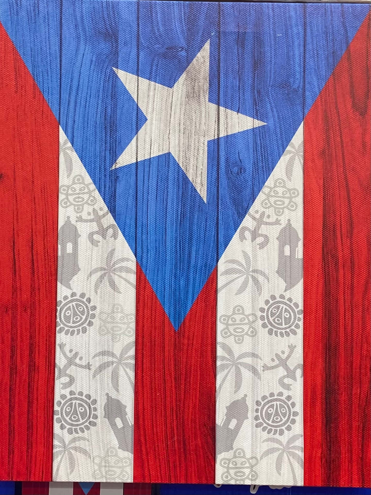 Puerto Rican Flag Wooden Texture Art Wallpaper