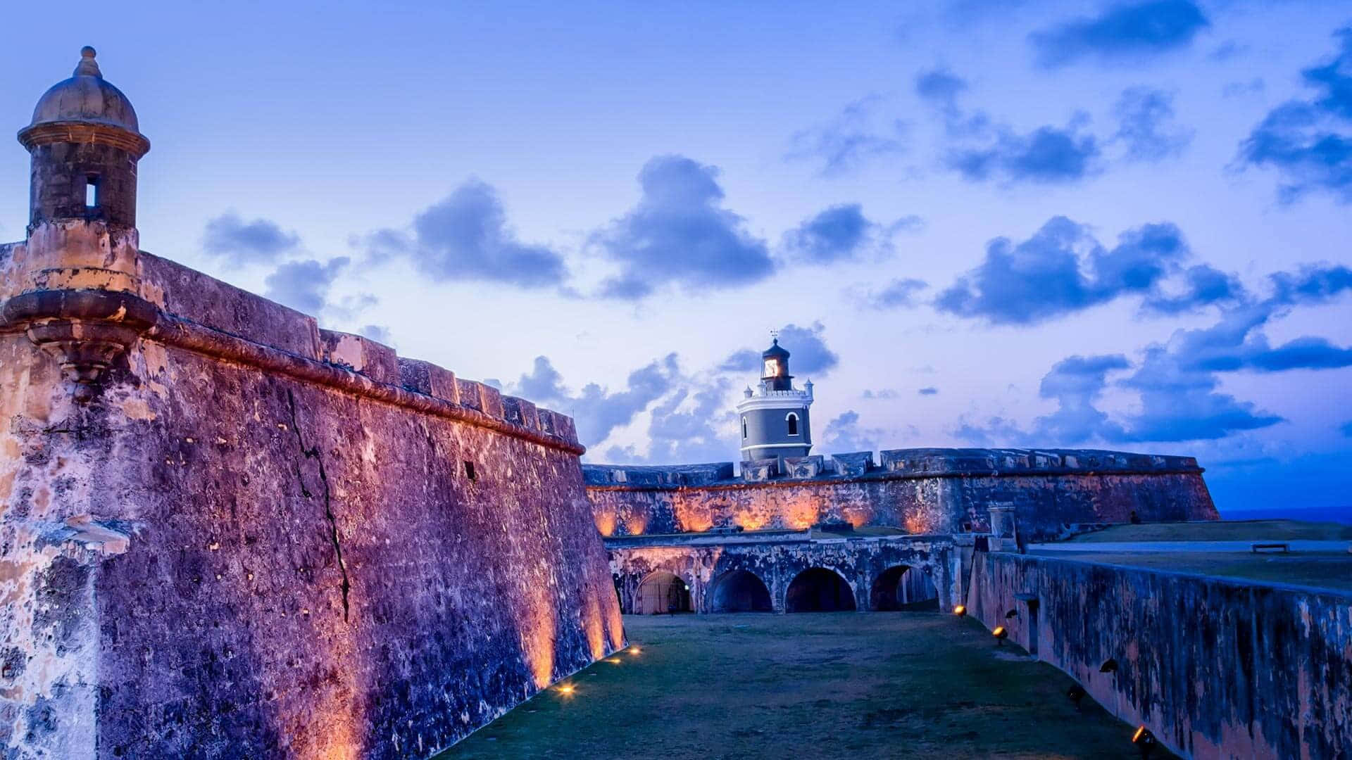 Puerto Rico Historic Fortressat Twilight Wallpaper