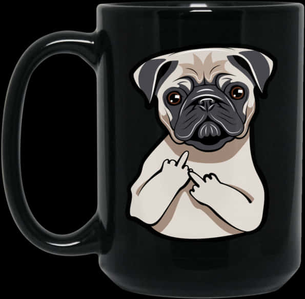 Pug Gesture Black Mug PNG