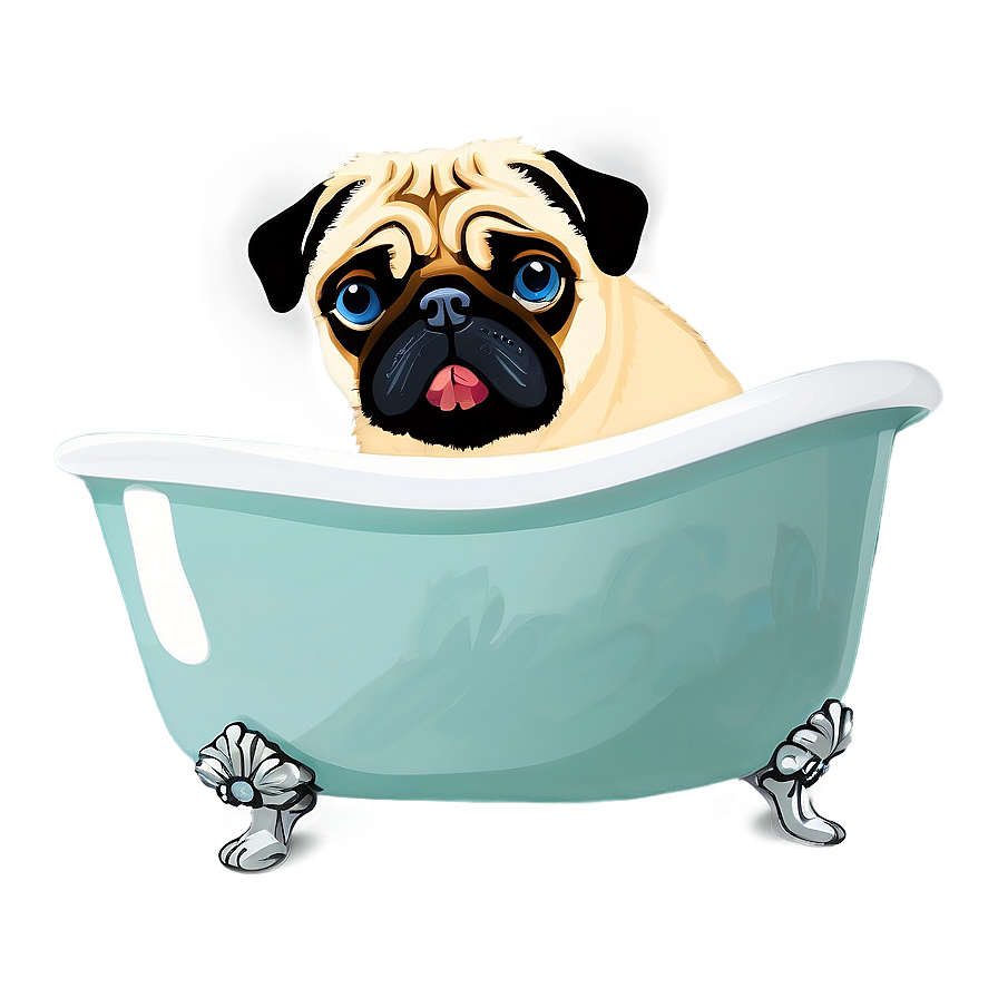 Pug In Bath Png 05232024 PNG