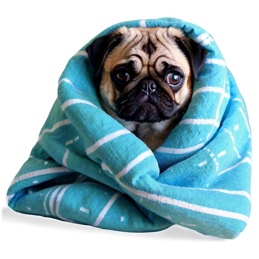 Pug In Blanket Png 05232024 PNG
