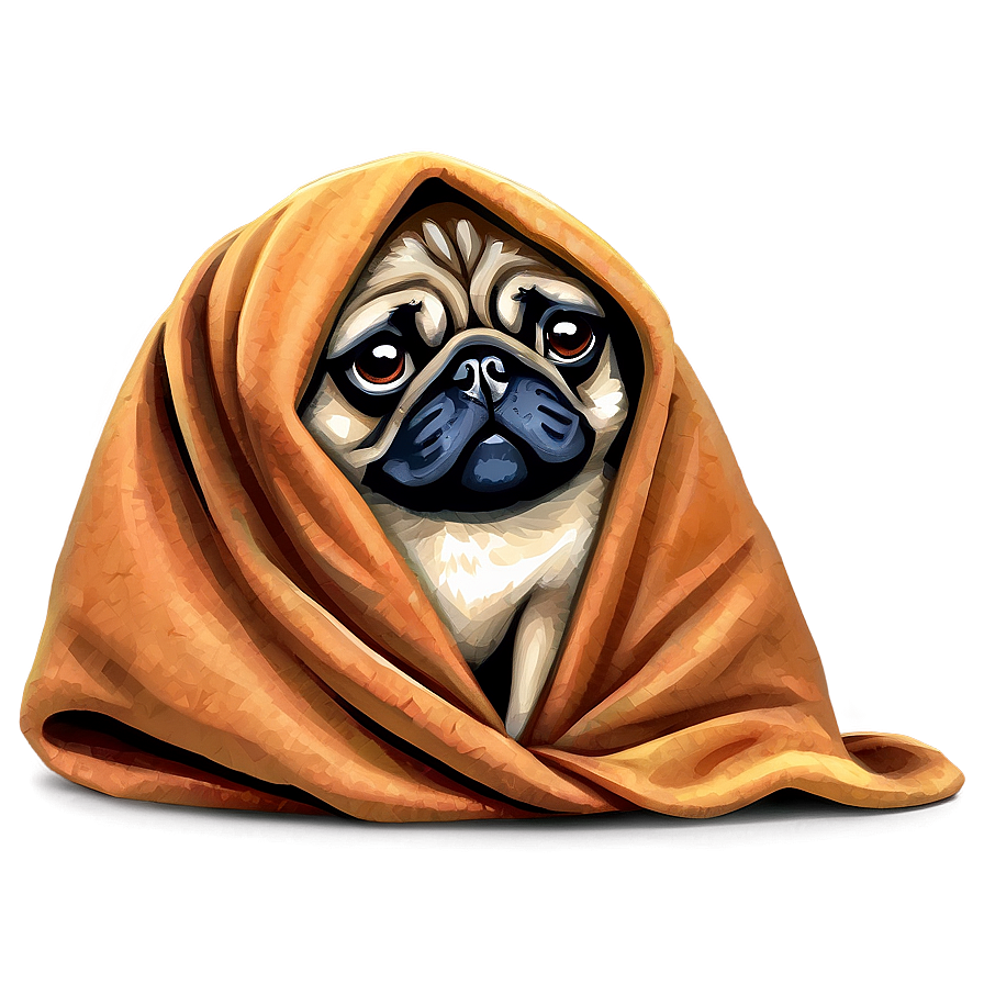 Pug In Blanket Png 05232024 PNG