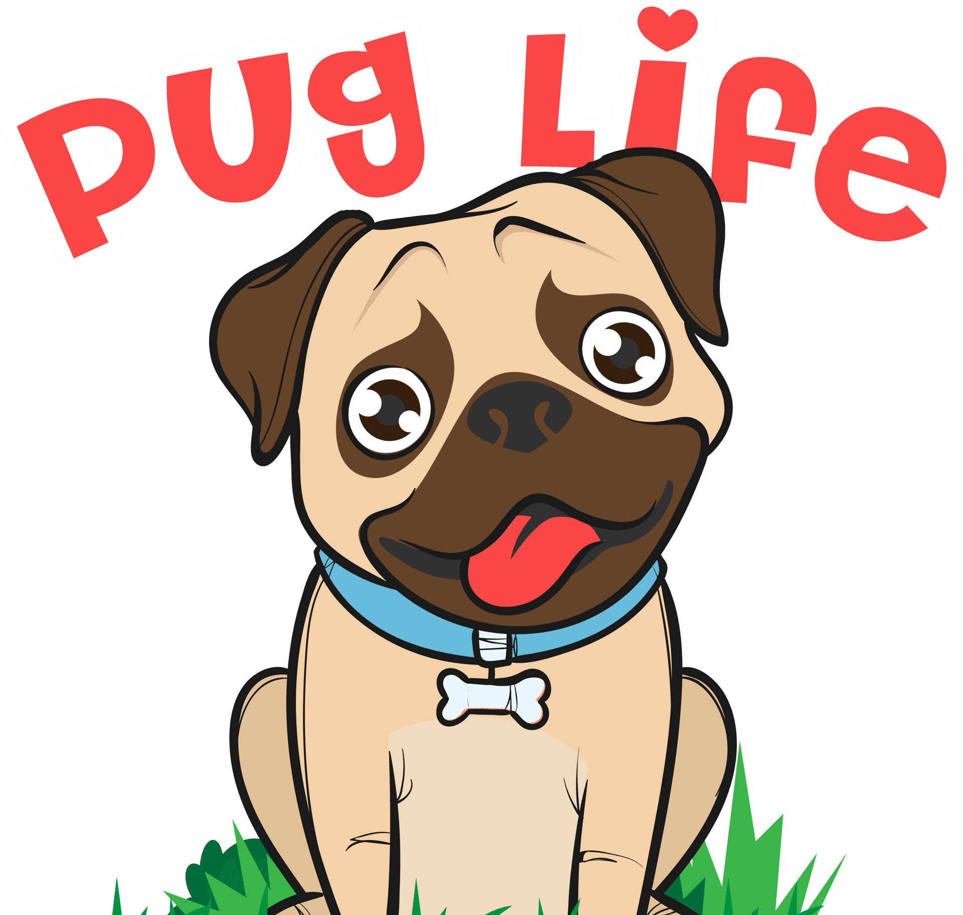 Pug Life Cartoon Illustration PNG