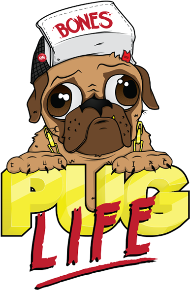 Pug Life Cartoon Illustration PNG