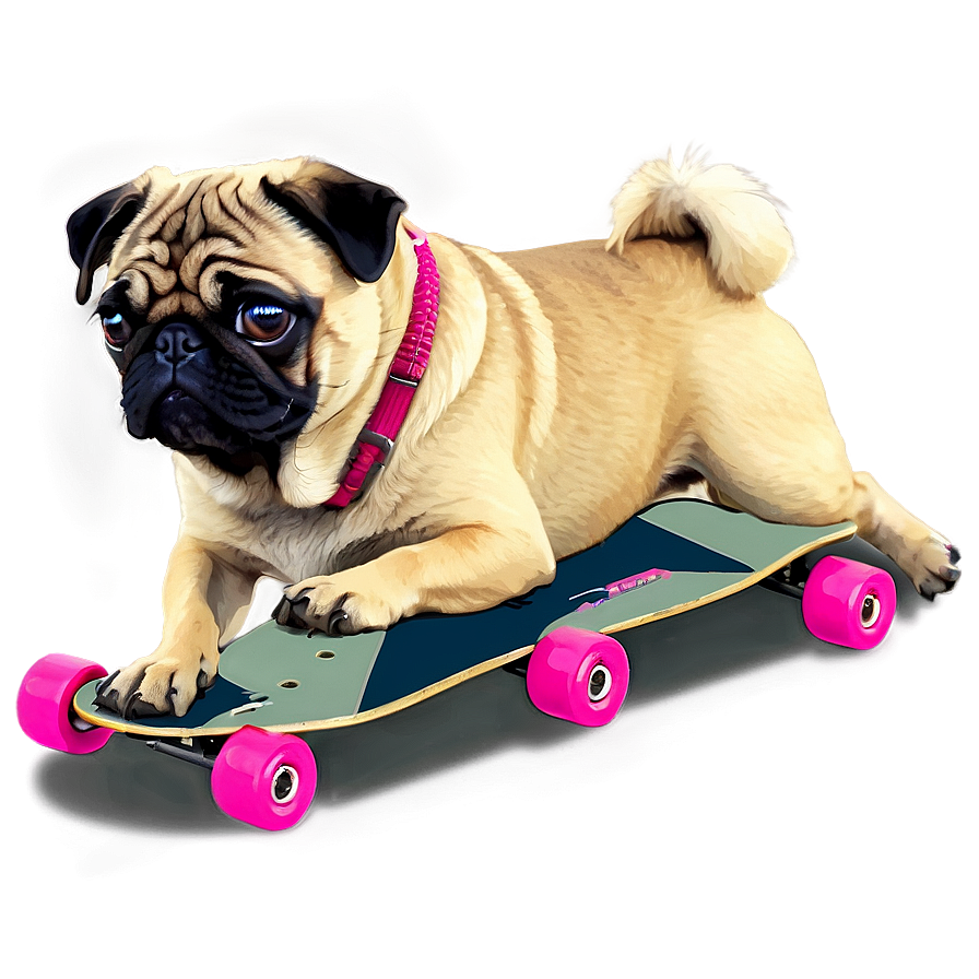 Pug On Skateboard Png 05232024 PNG