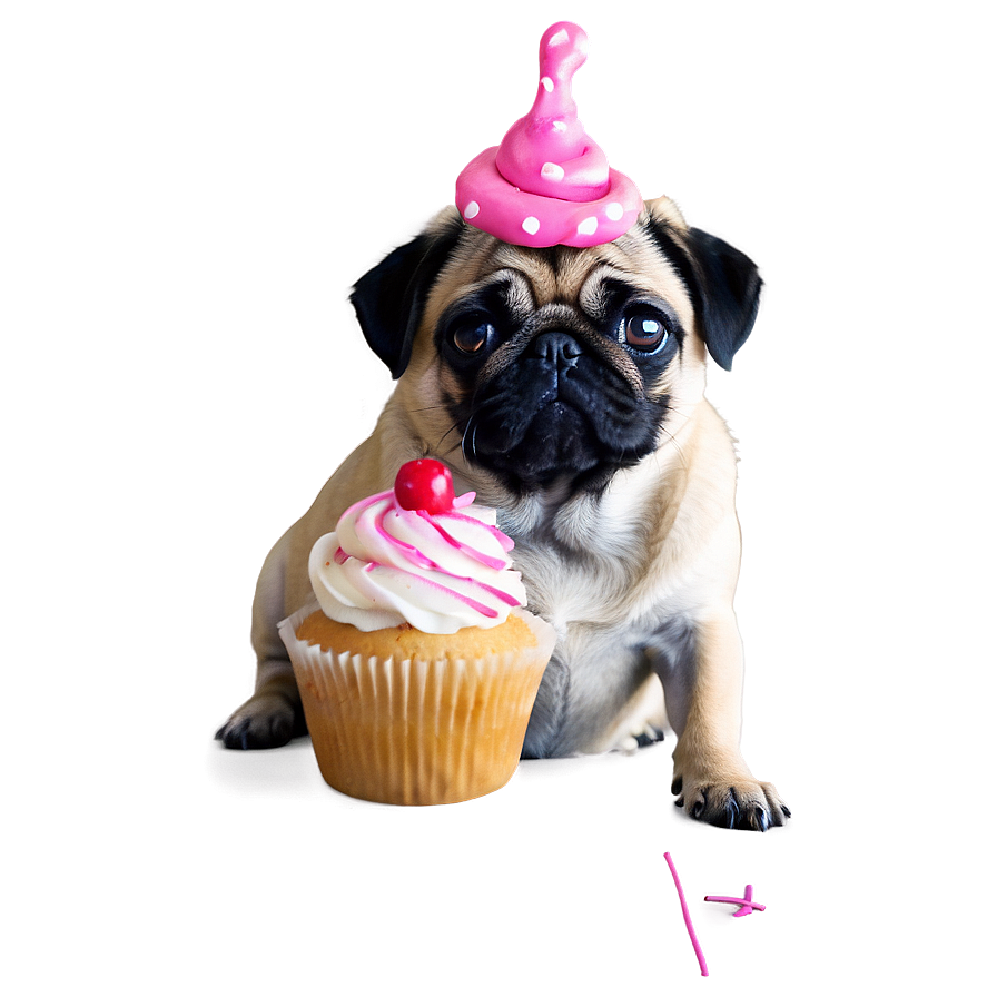 Pug With Cupcake Png 05232024 PNG
