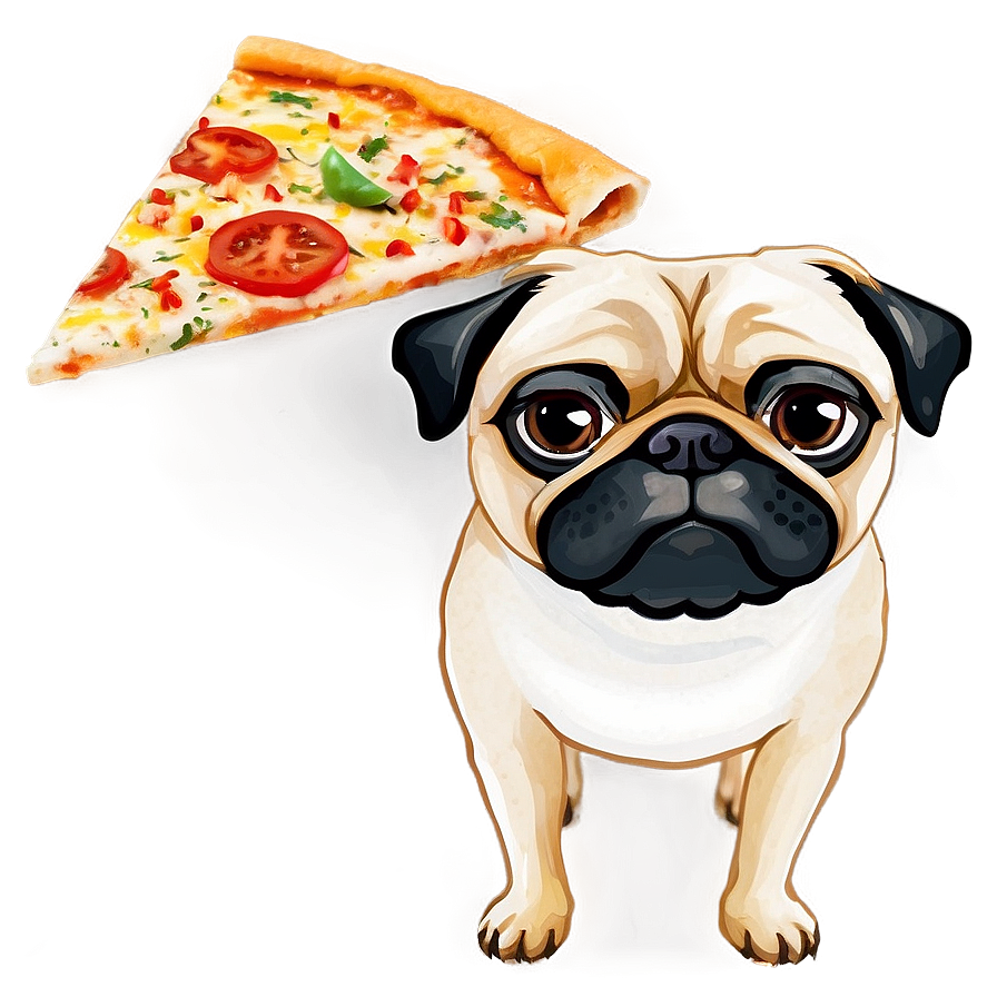 Pug With Pizza Png Rxt PNG