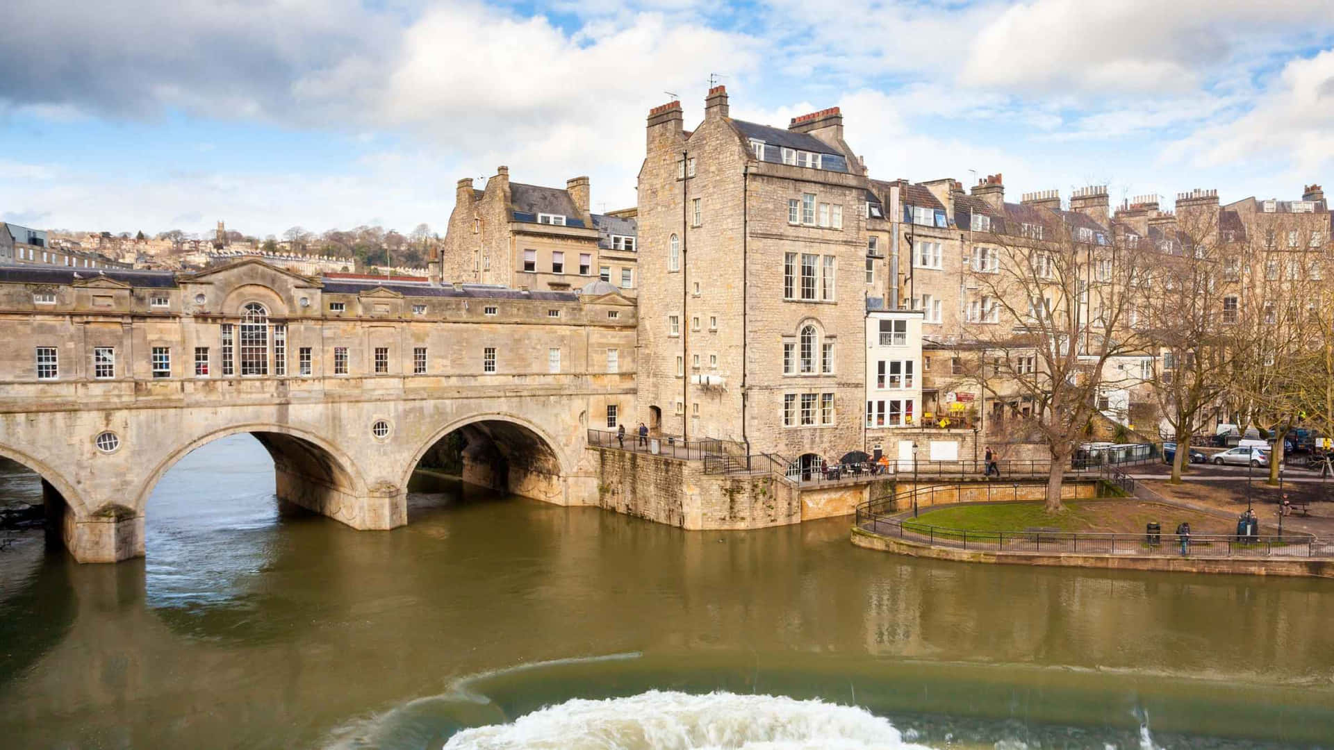 Pulteney Bridge River Avon Bath U K Wallpaper