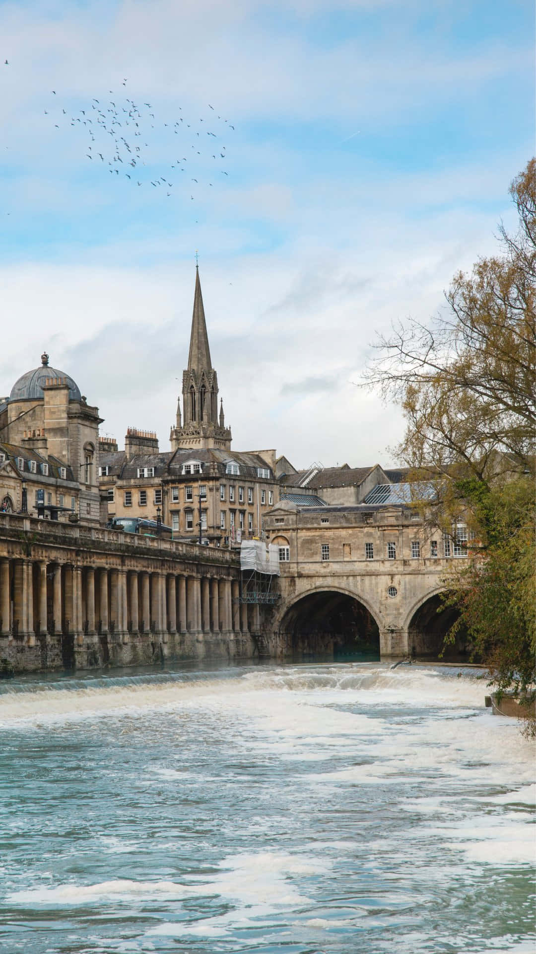 Pulteney Bridge River Avon Bath U K Wallpaper