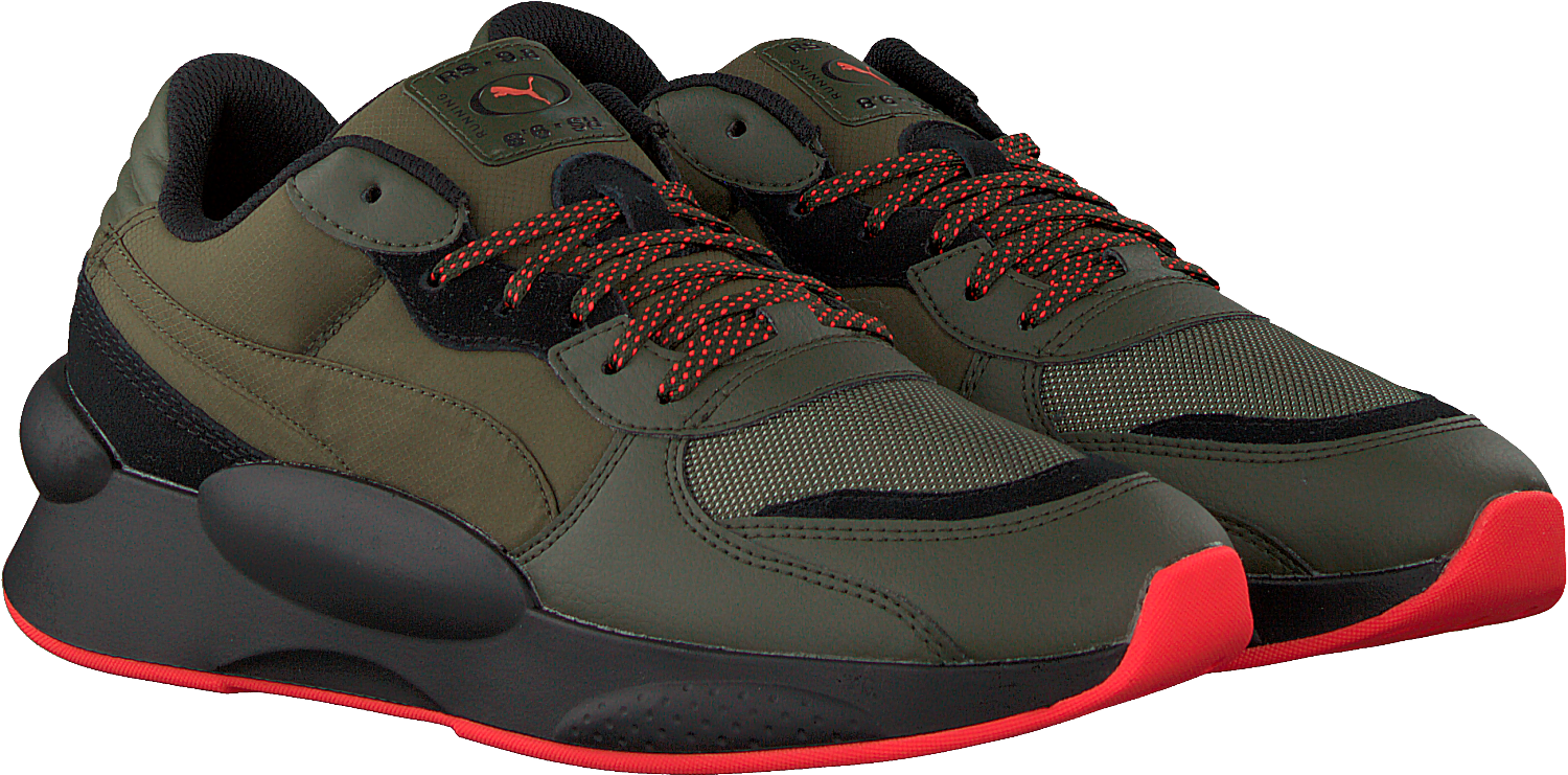 Puma Sneakers Olive Black Red PNG