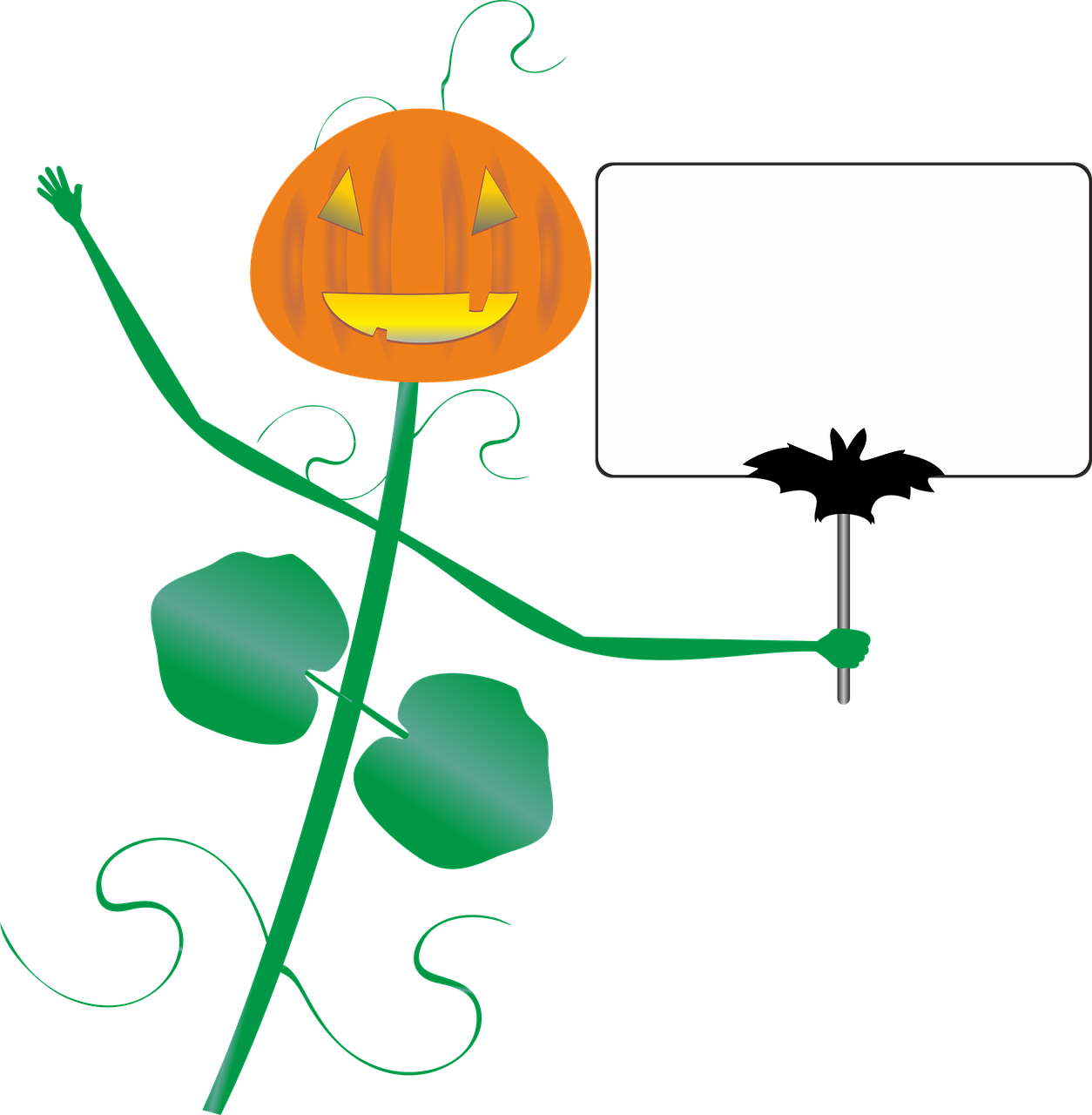 Pumpkin Character Holding Sign PNG