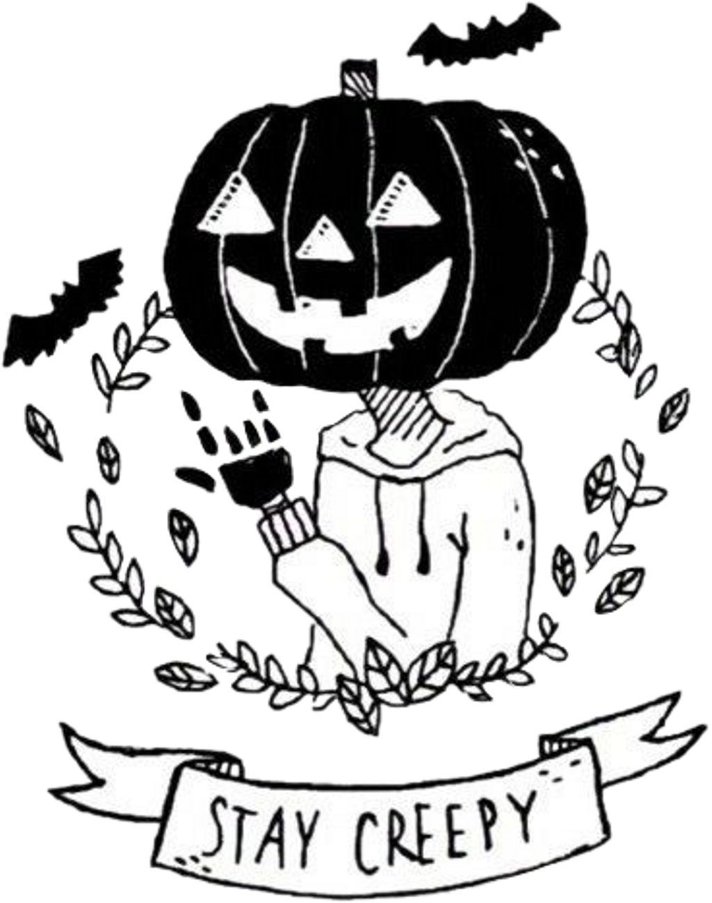 Pumpkin Head Creepy Illustration PNG