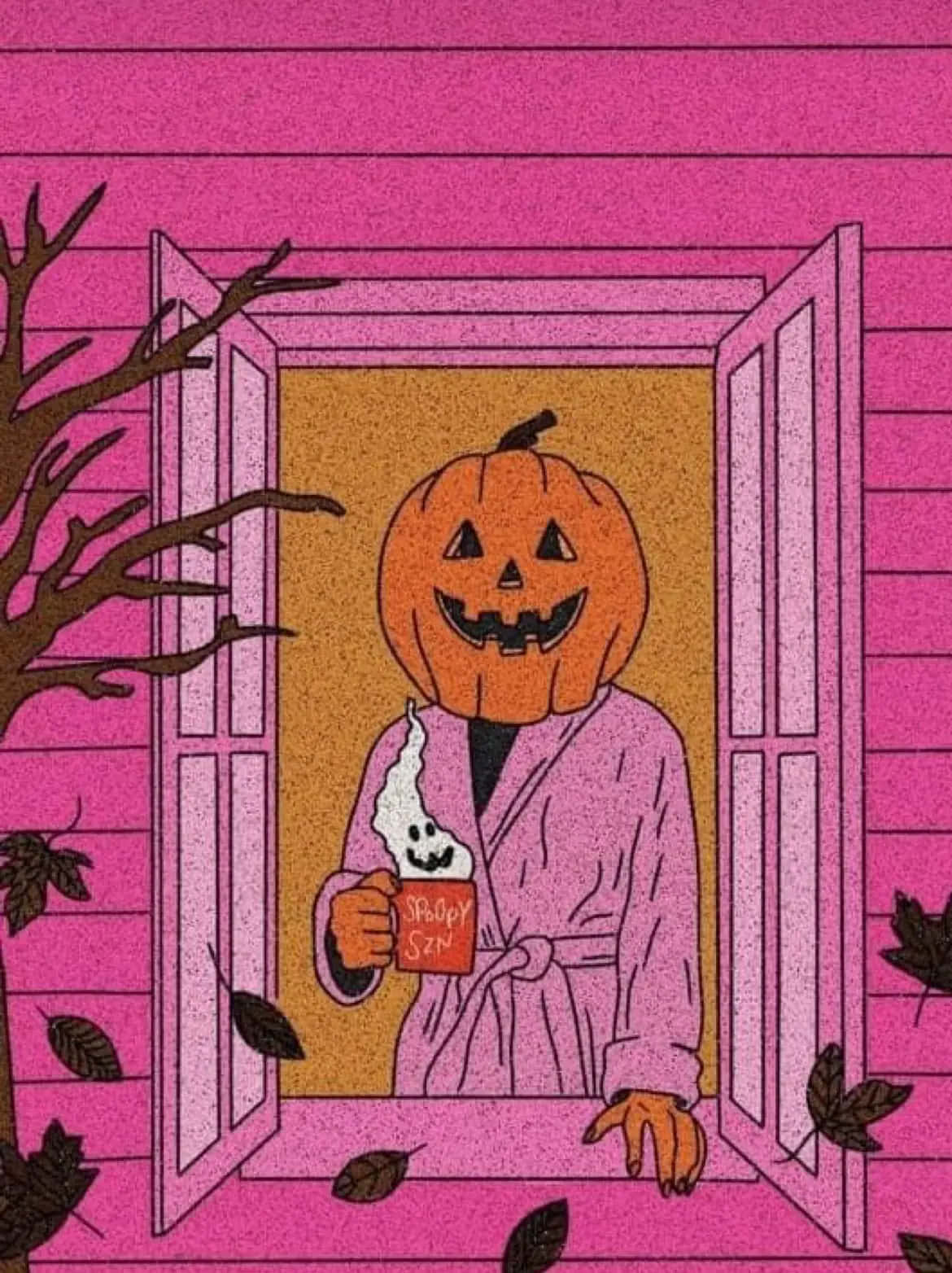 Pumpkin Head Halloween In Pink Wallpaper