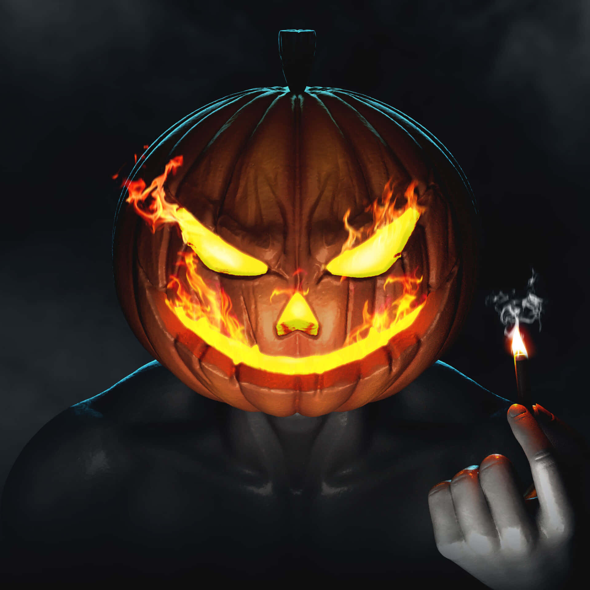 Download Flaming Pumpkin Head Picture Wallpapers