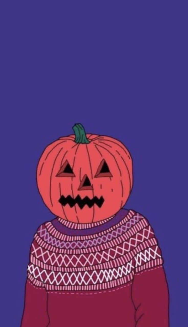 Pumpkin Head Sweater Vintage Halloween.jpg Wallpaper