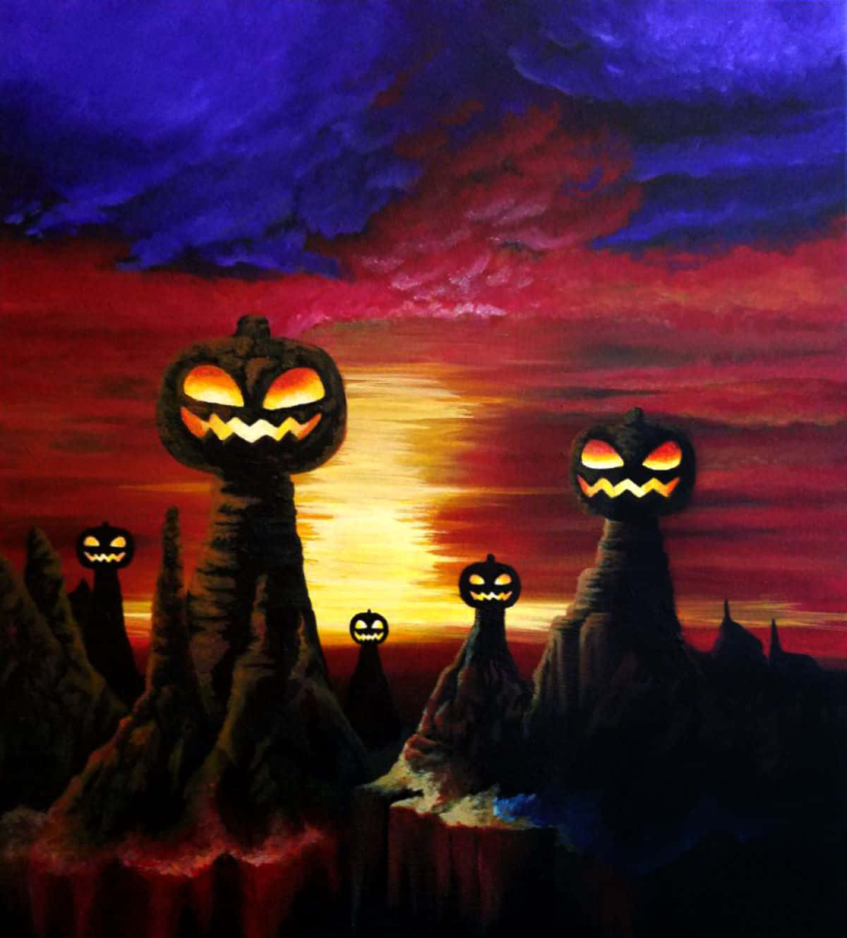 Pumpkin Hill Zonsondergang Kunst Achtergrond