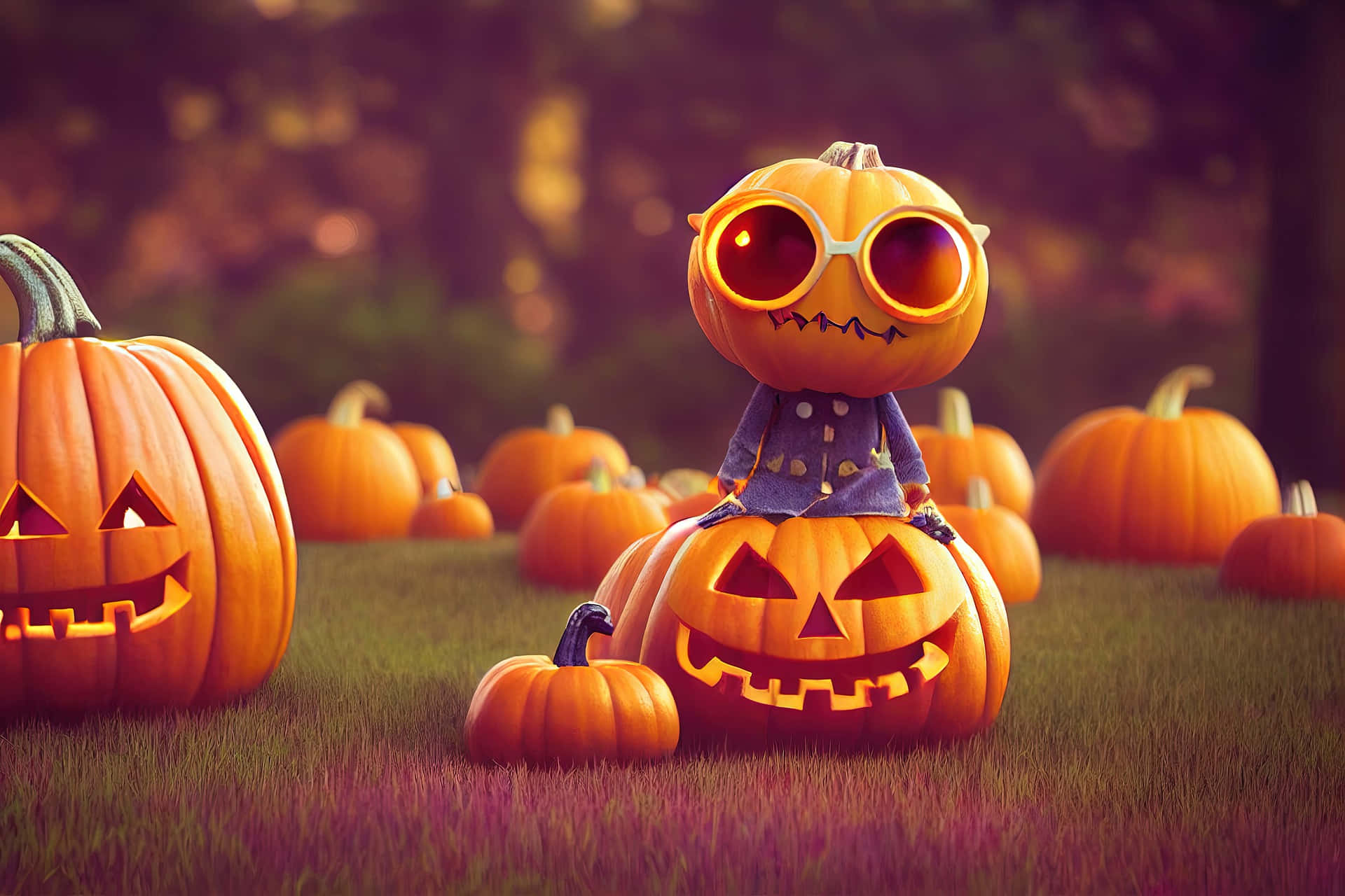 Pumpkin Patch 3D Cartoon Picture