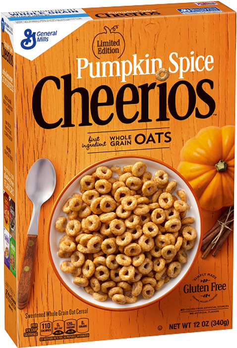 Pumpkin Spice Cheerios Cereal Box PNG