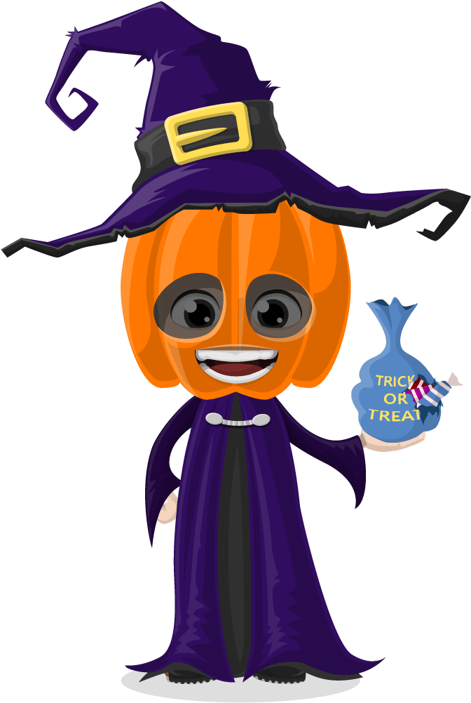 Pumpkin Witch Cartoon Halloween PNG