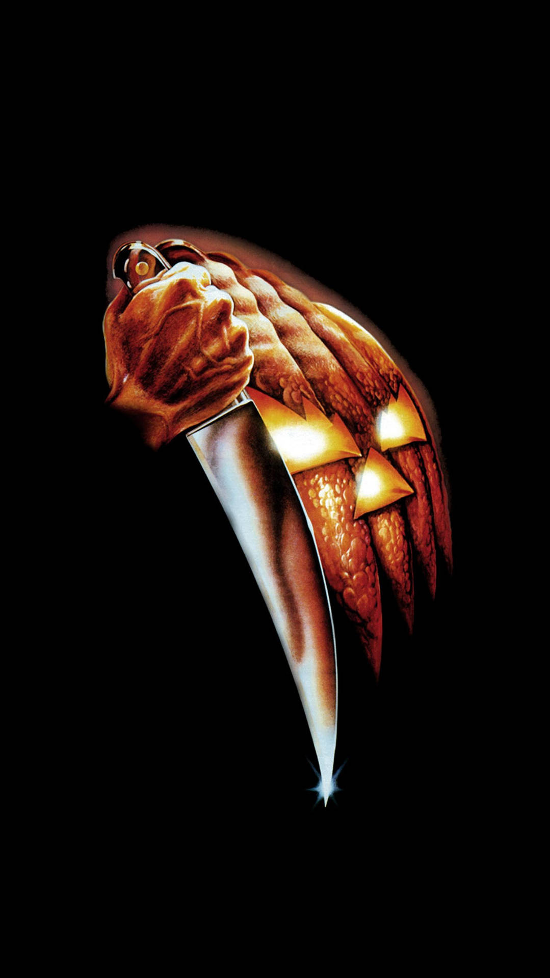 Pumpkin With Knife Halloween Phone Wallpaper