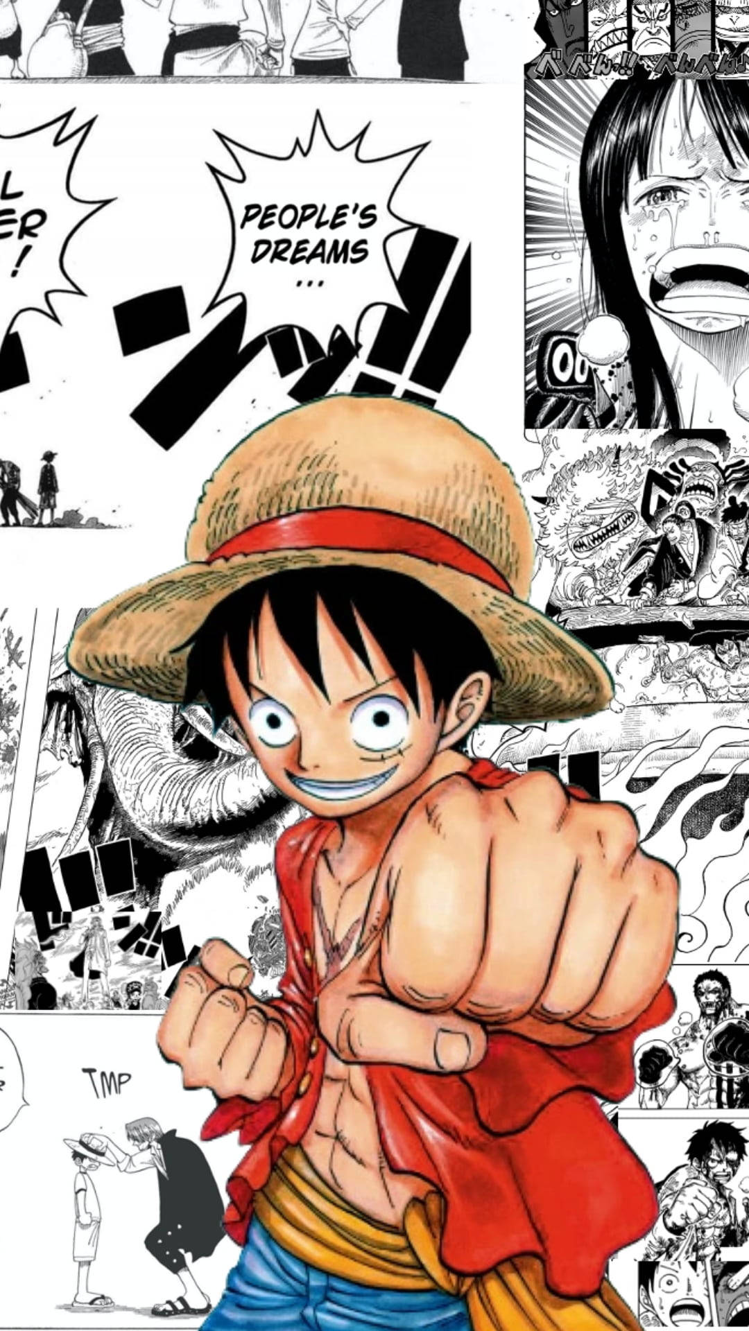 Punching One Piece Luffy PFP Comic Strip Fanart Wallpaper