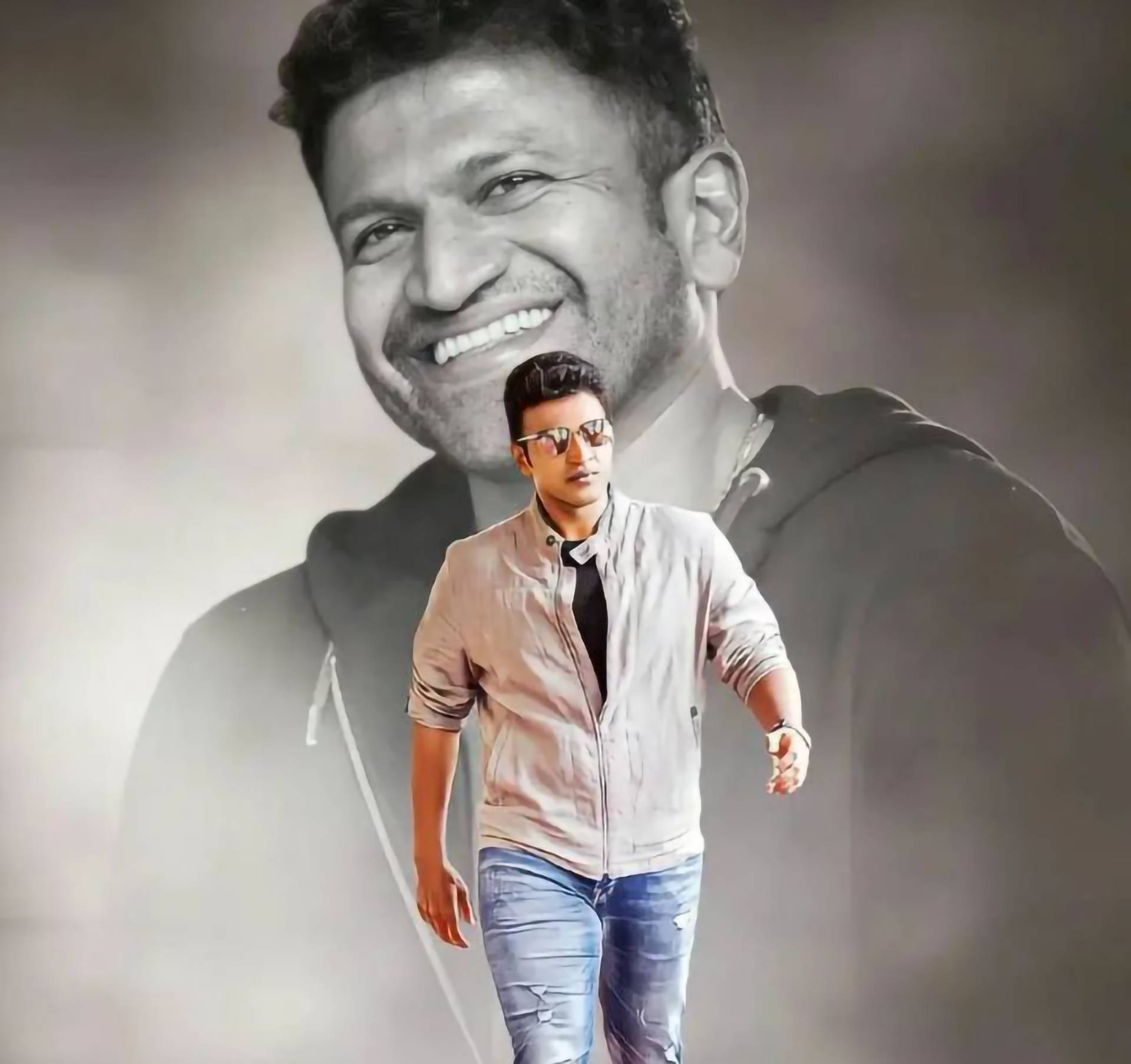 Puneeth Rajkumar Background Smiling Wallpaper