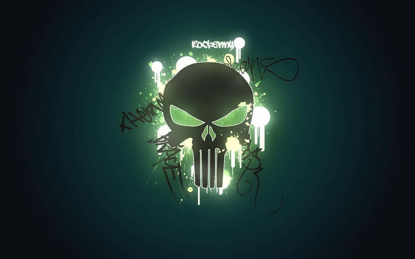Punisher Skull Green And White Light Desktop Wallpaper