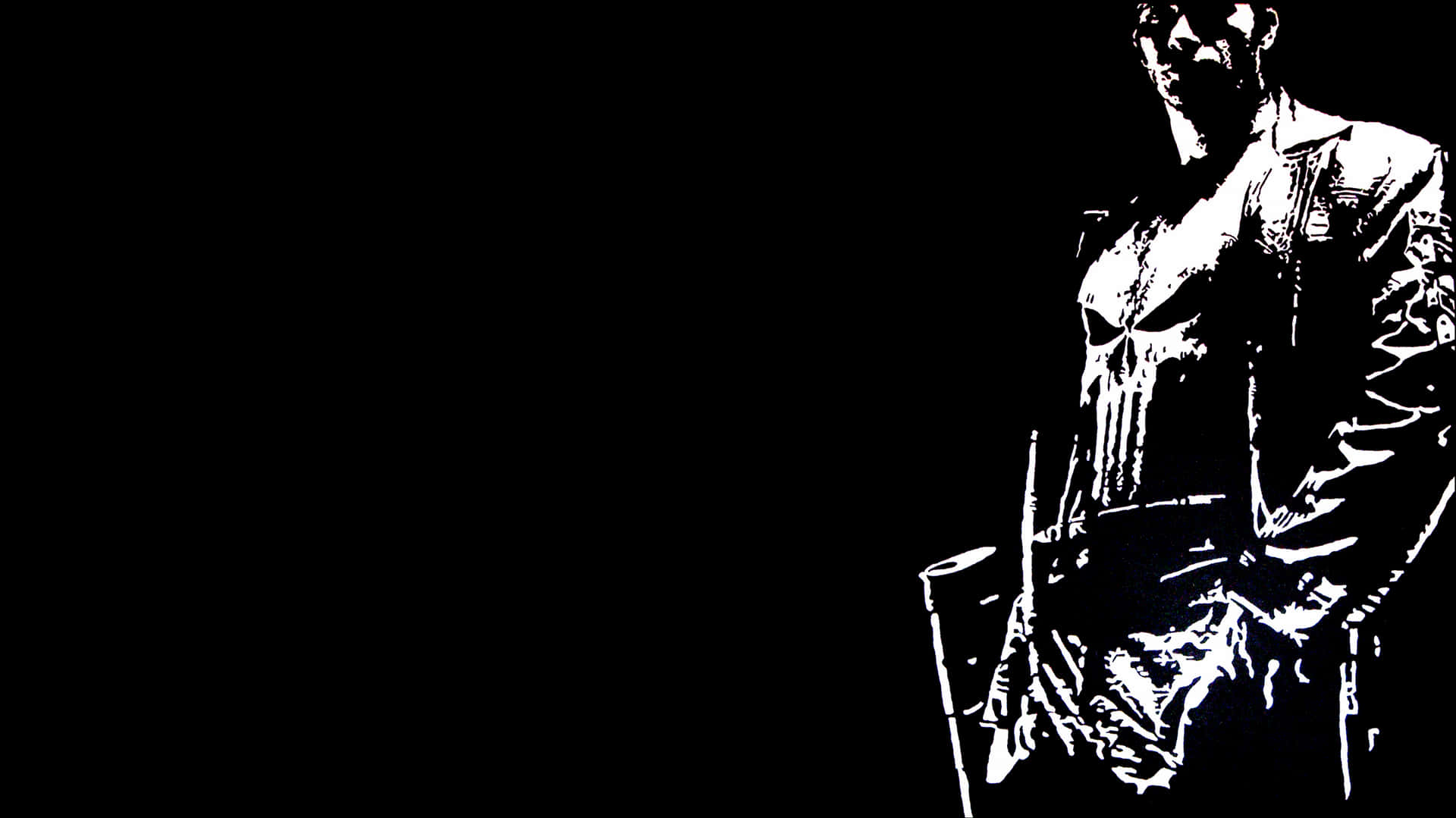 Punisher Black And White Art Man Desktop Wallpaper