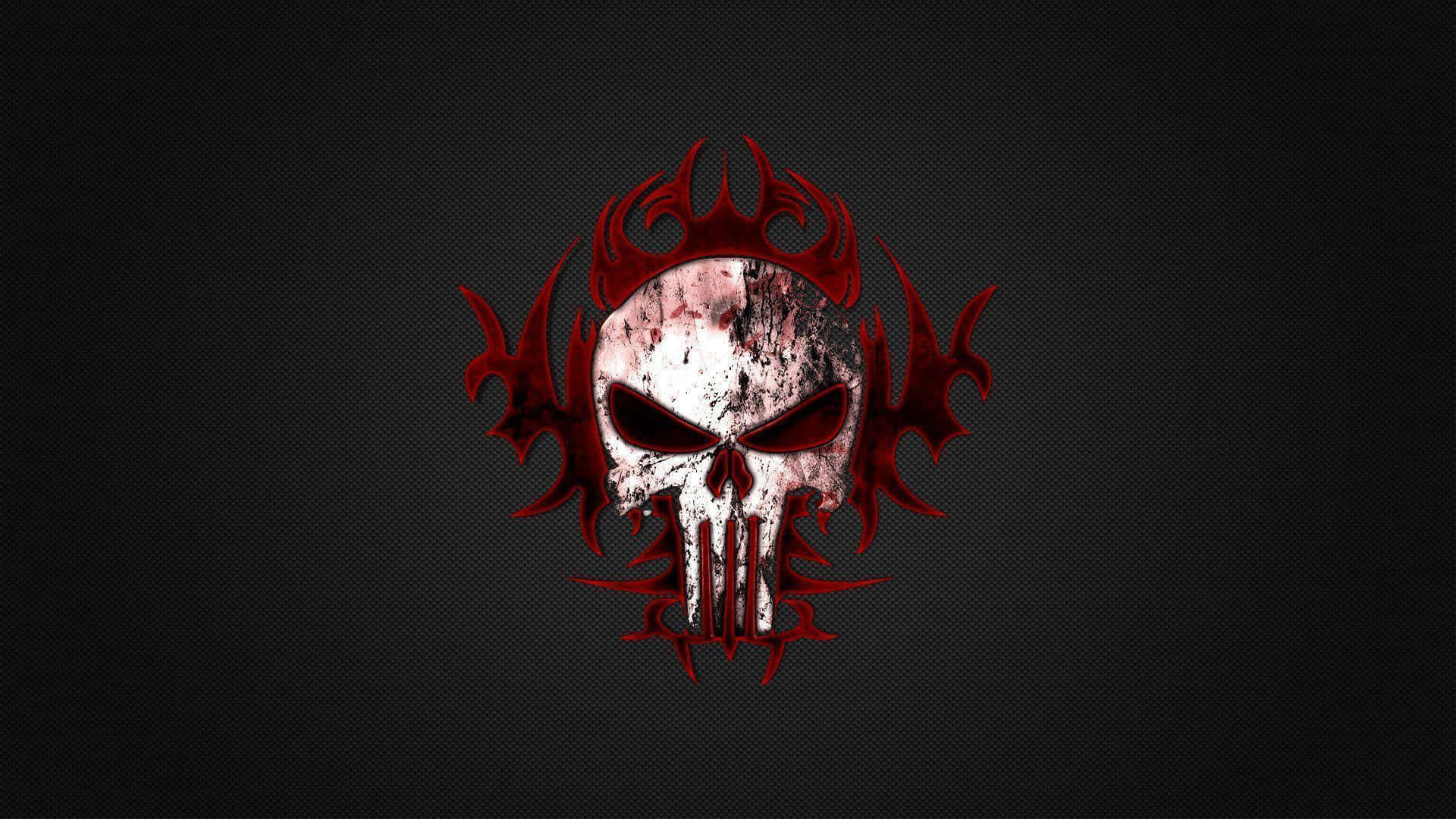 Sfondodesktop Con Il Logo Del Punisher In Un Design Sanguinolento. Sfondo