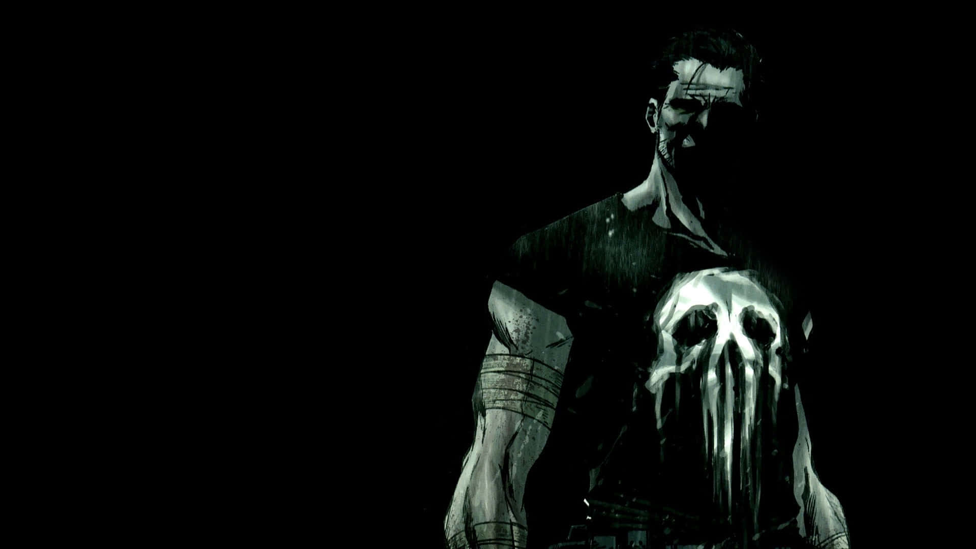 Graphic Illustration of the Punisher on Desktop Wallpaper