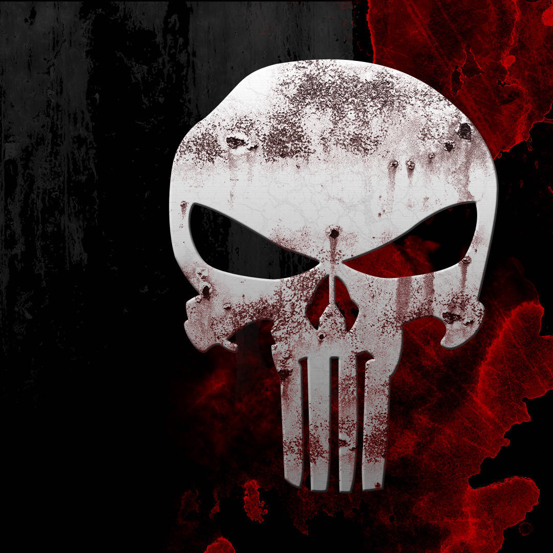 Punisher Logo On Red Wallpaper