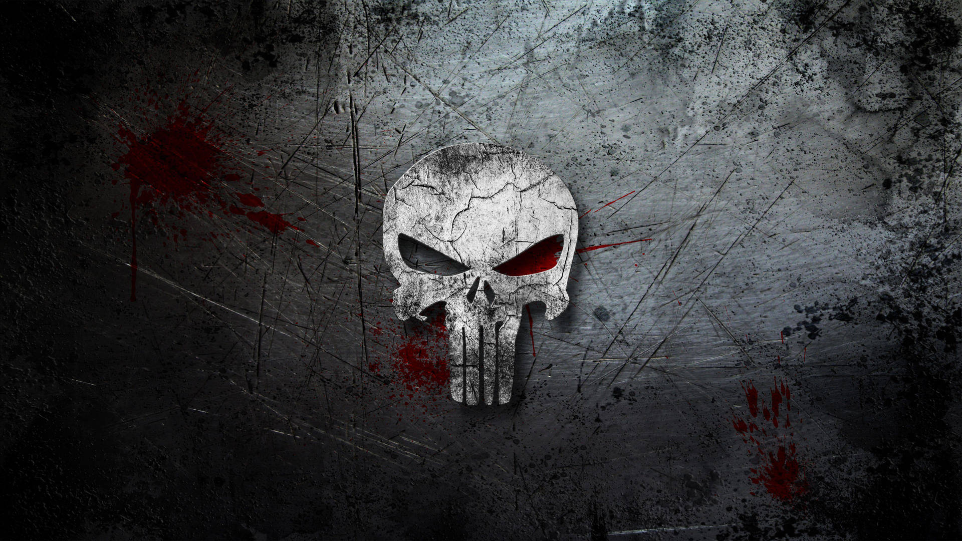 Scratched metal Punisher logo Wallpaper