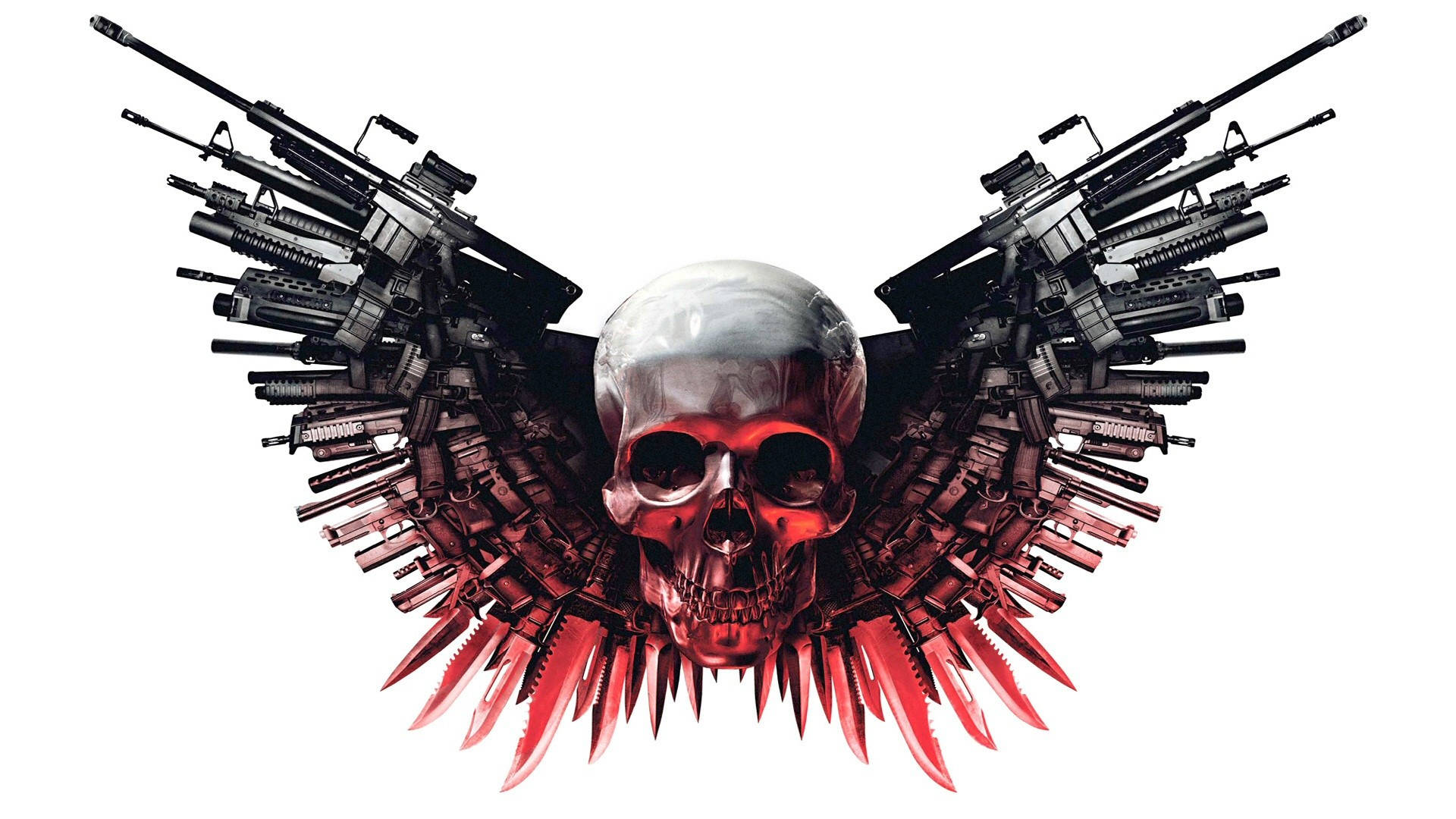 Punisher Logo With Weapon Wings Wallpaper