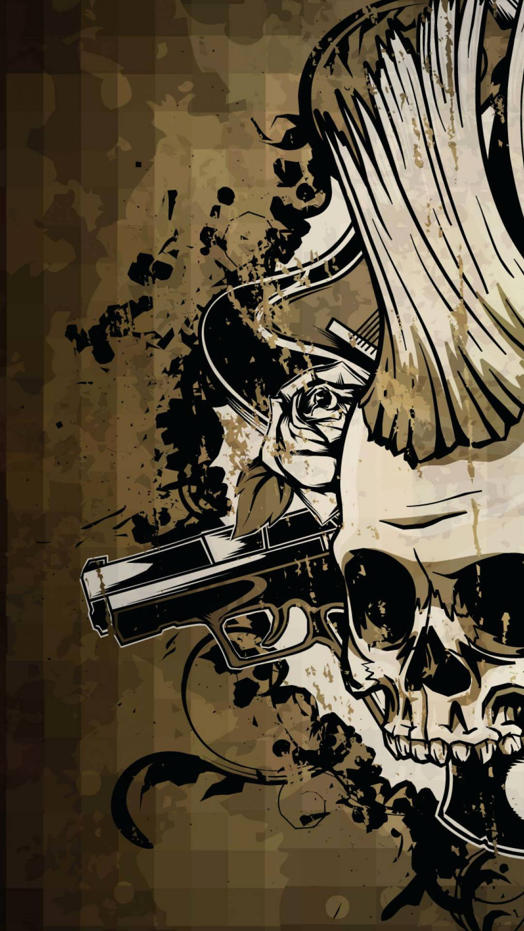 Punisher Skull With Gun And Rose Wallpaper