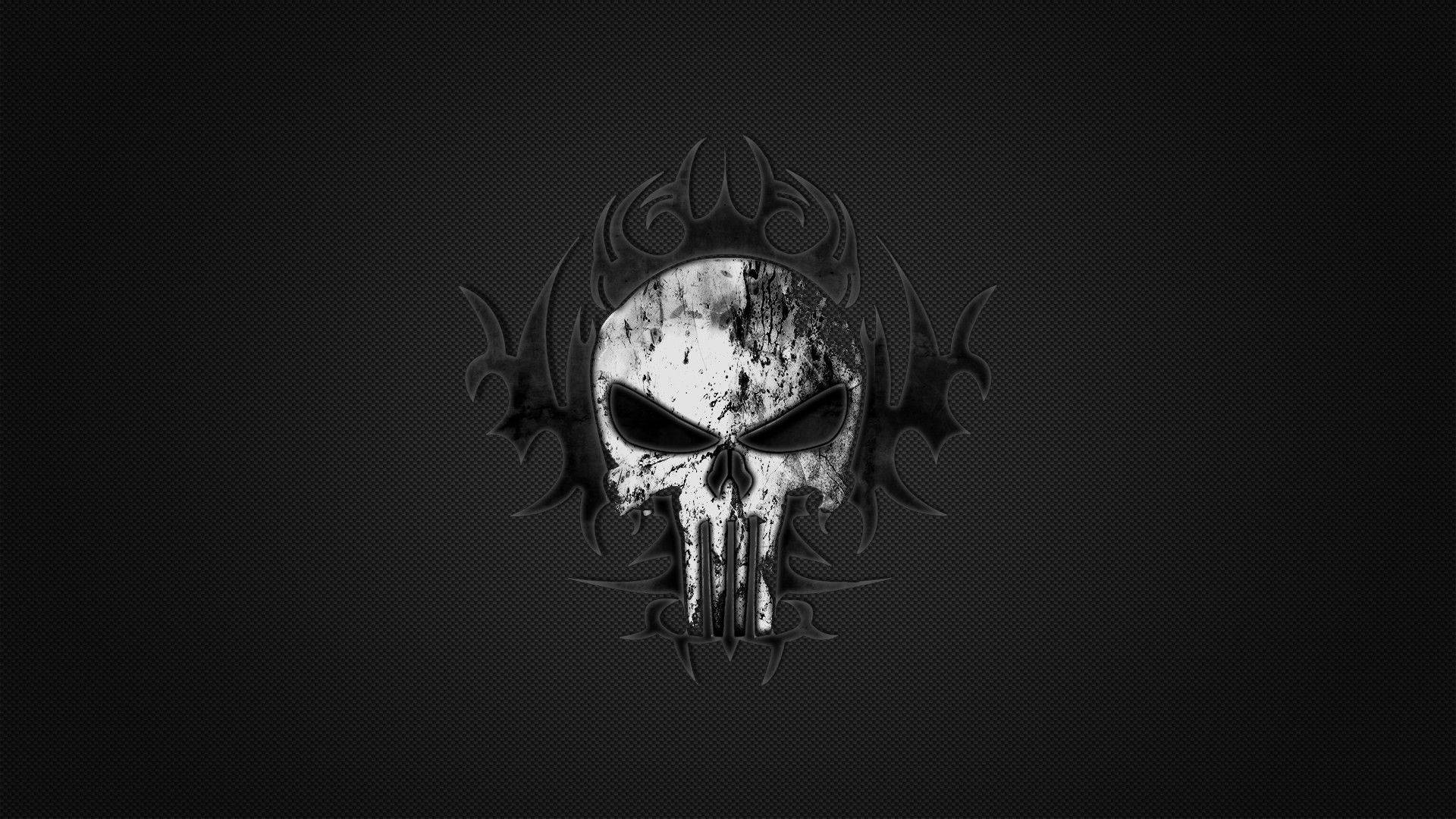 Punisher Skull With Tribal Pattern Wallpaper