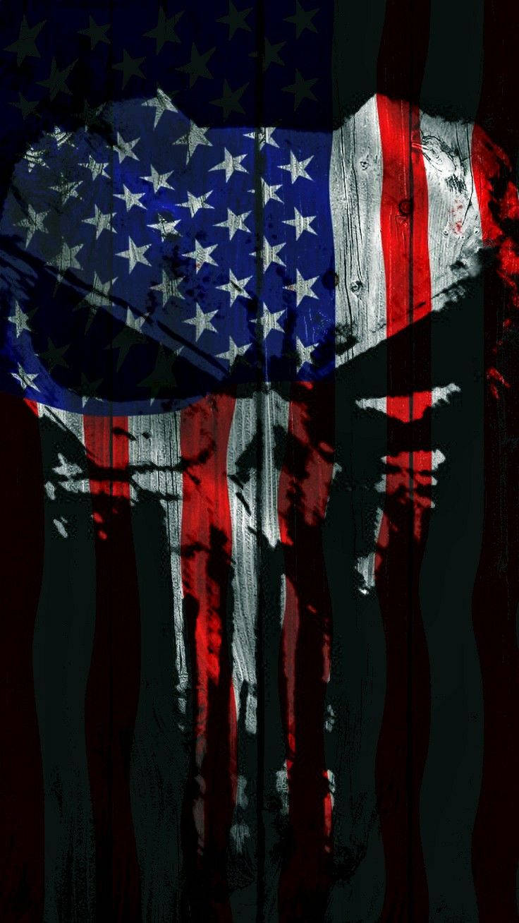 Punisher Skull Filled By The United States Flag Wallpaper