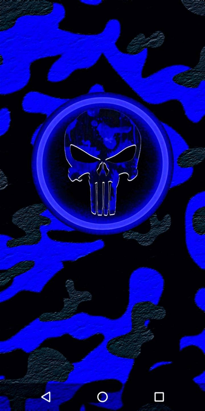 Neon Blue Punisher Skull Wallpaper