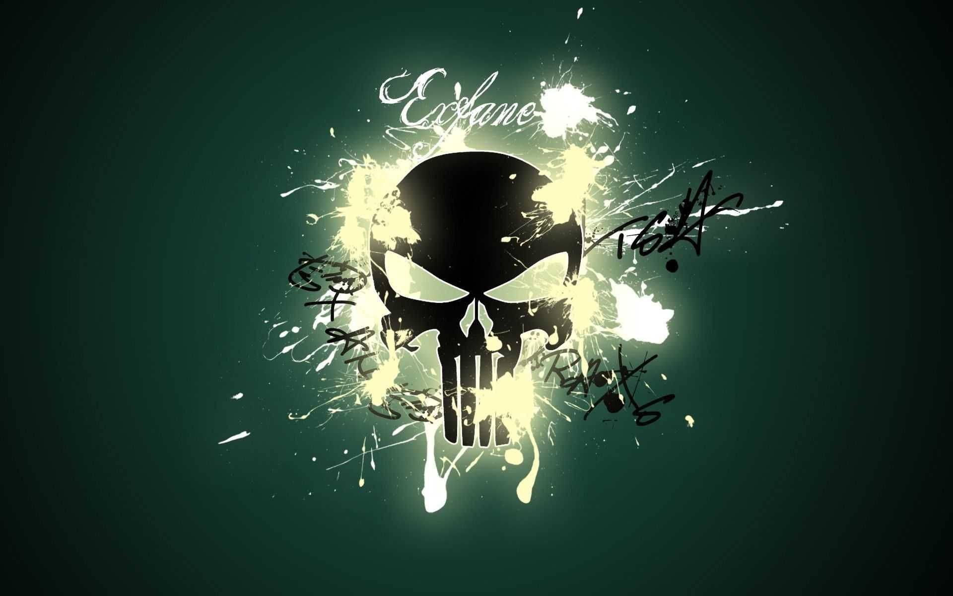 Punisher Skull With Neon Lights Wallpaper