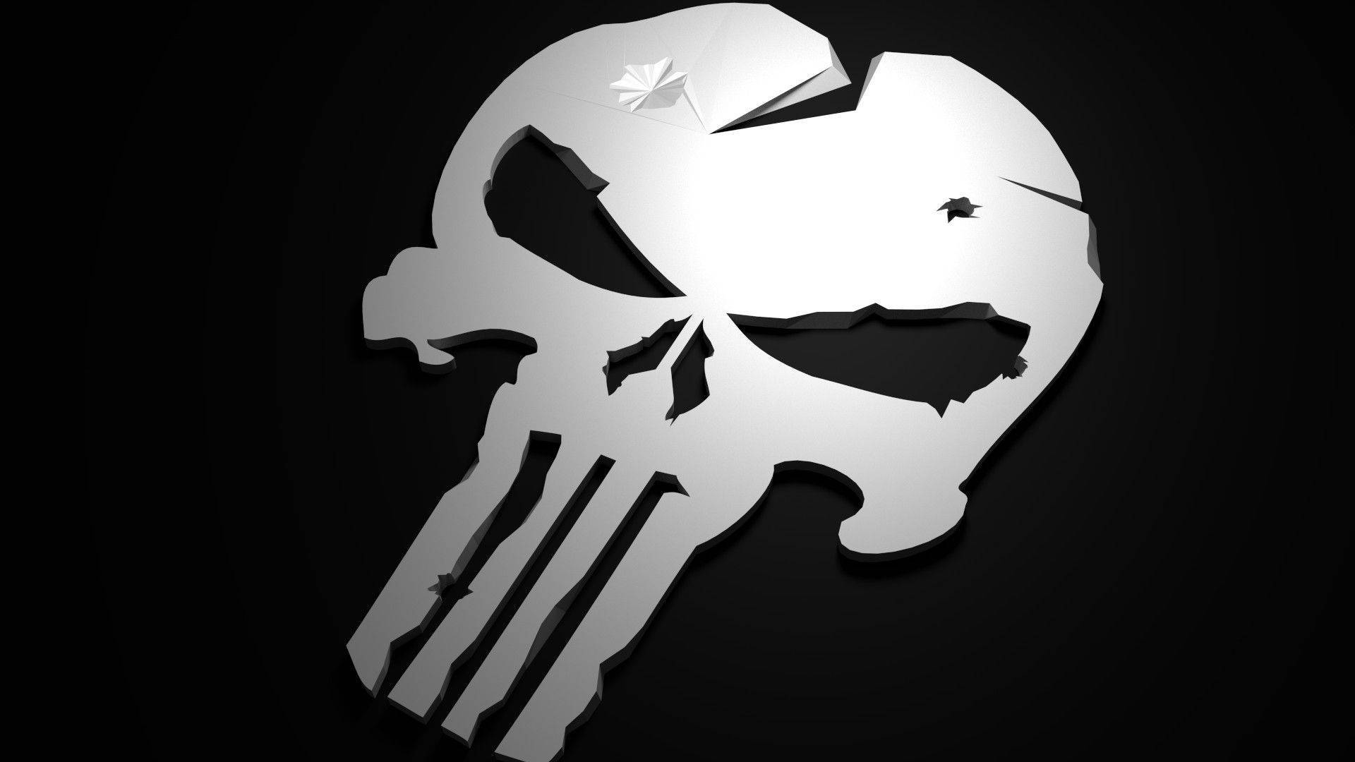 The Punisher's White Skull Logo Wallpaper