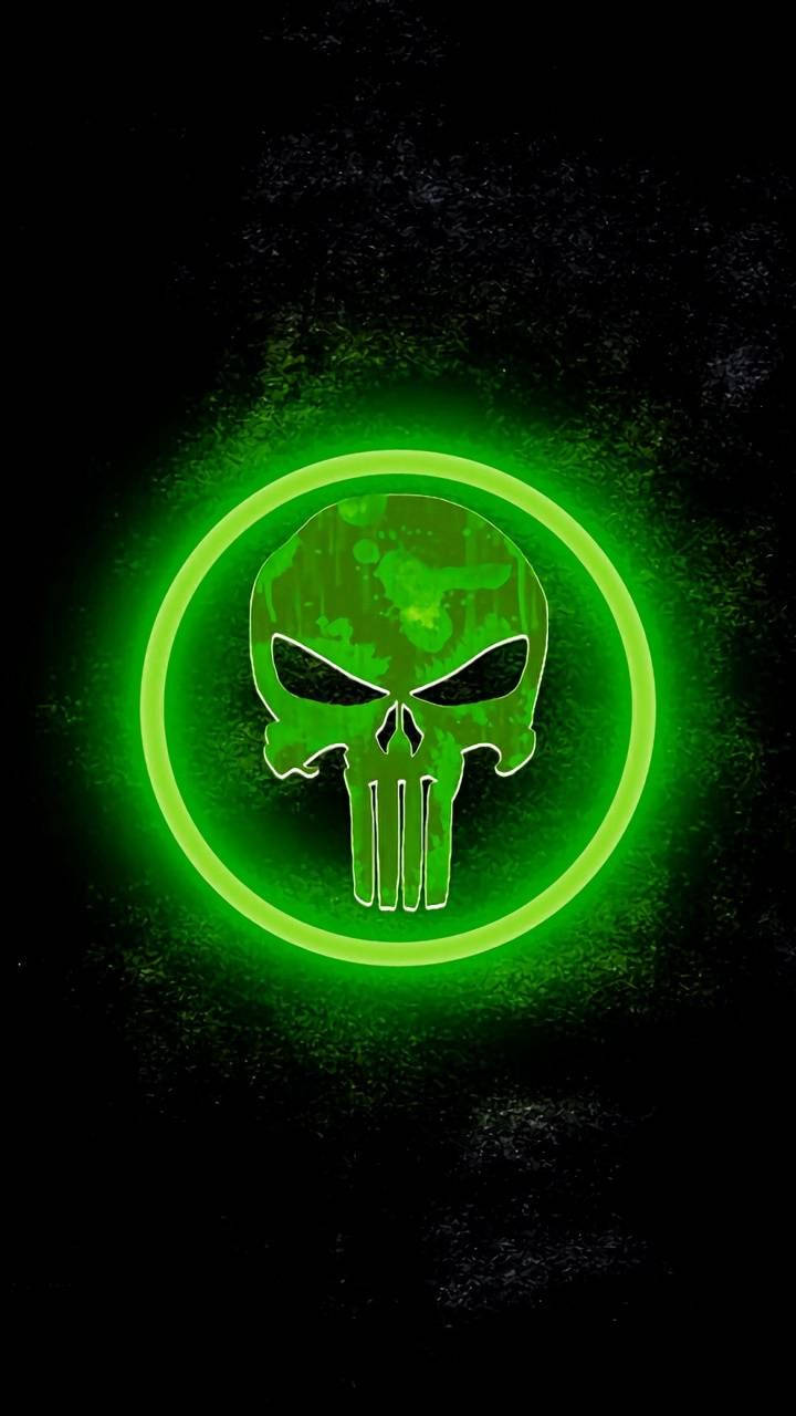 Neon Green Punisher Skull Wallpaper