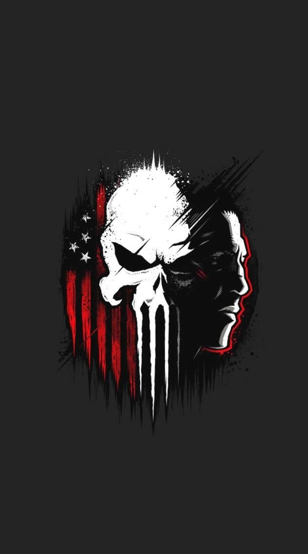 Punisher Skull With Flag And Face Wallpaper
